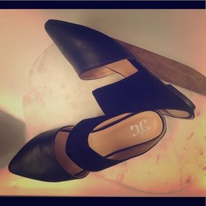 Black open back flats